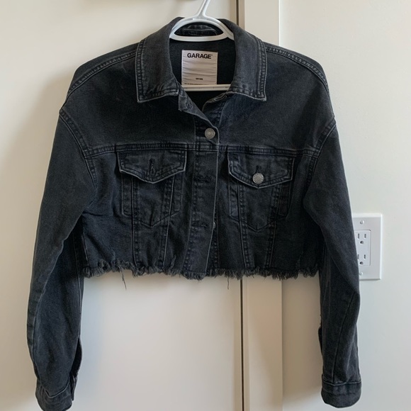 Black cropped jean jacket - Picture 1 of 2